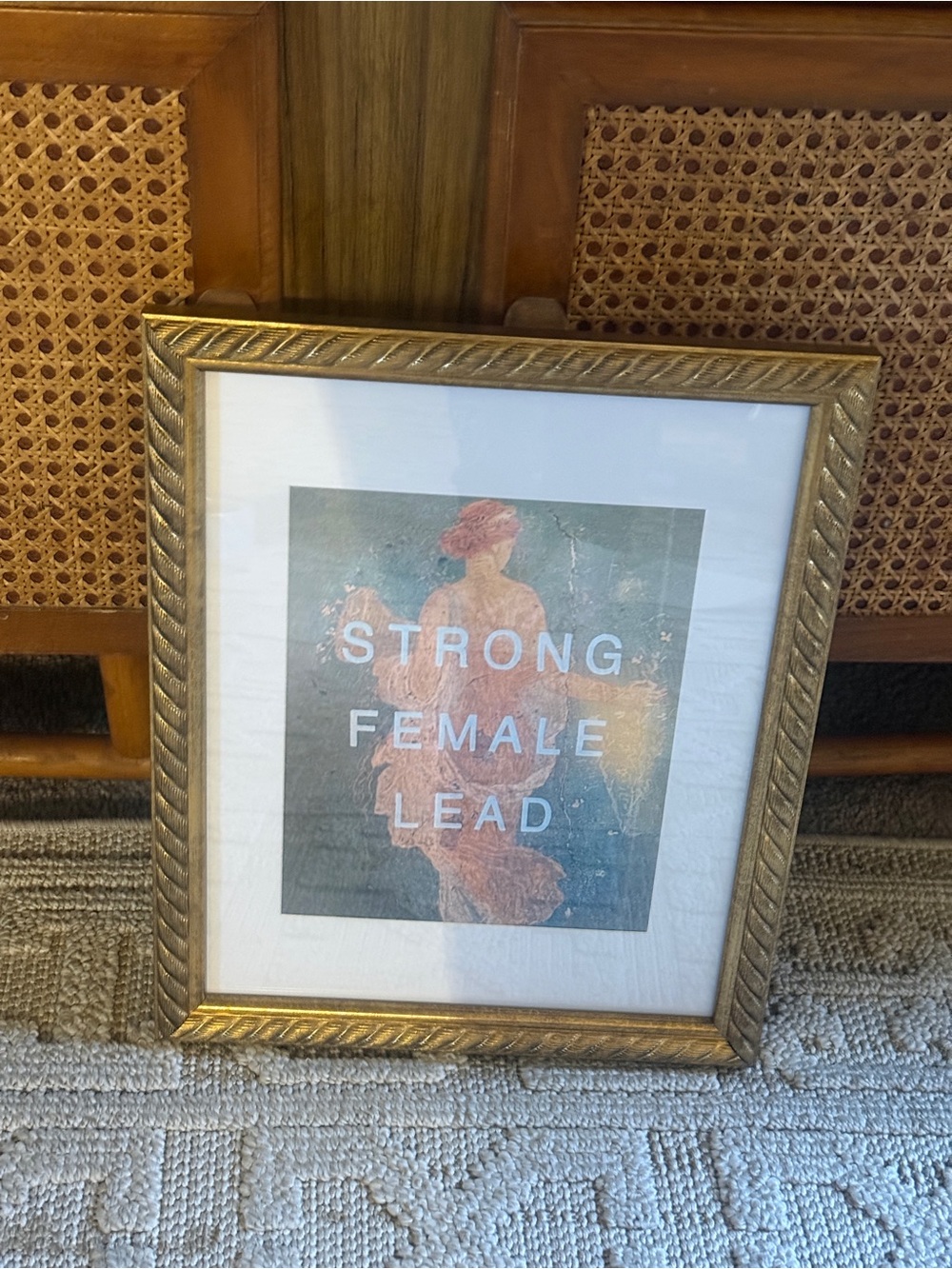 Original Custom strong female lead vintage gold ornate framed wall art 11x14”